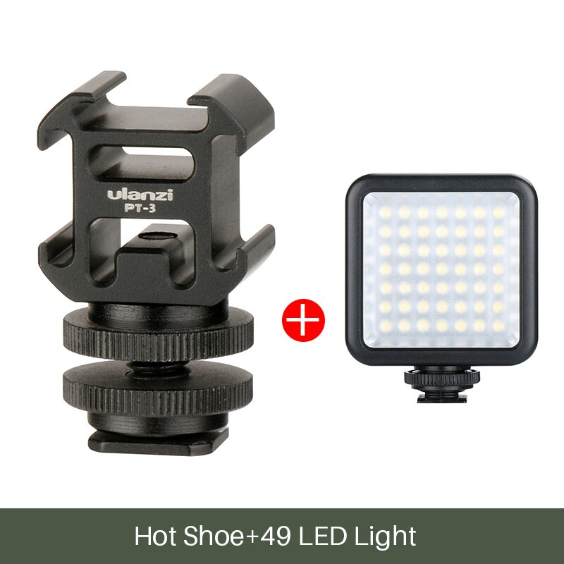 Ulanzi 3 Kalten Schuh Kamera montieren Adapter Verlängern Hafen mit durch-MM1 Mikrofon LED Video Licht für DSLR Kamera Kanon Nikon petax: heiß Schuh mit LED