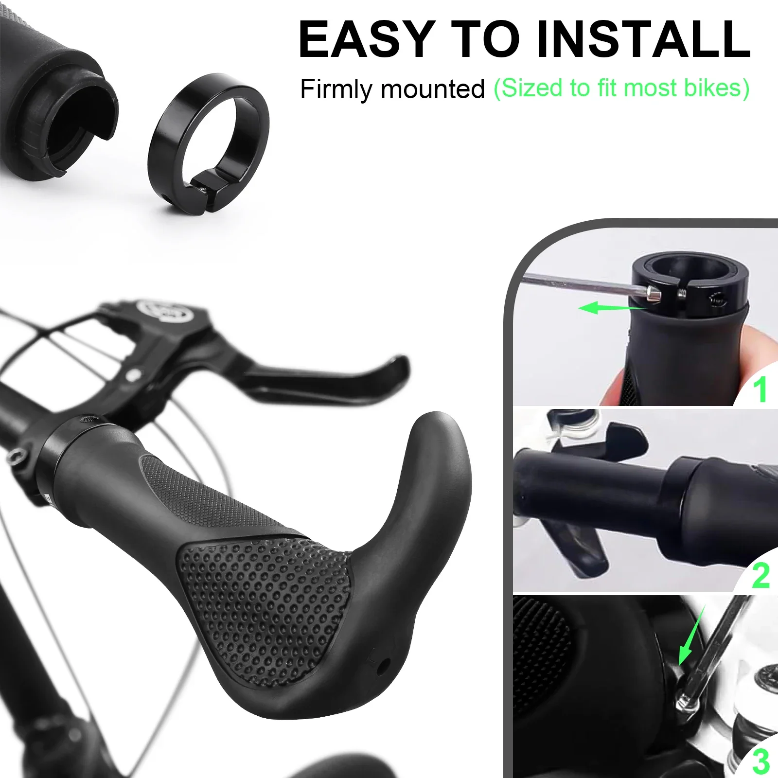 BUCKLOS-empuñadura de manillar de bicicleta, ergonómico, antideslizante, cubierta de mango, empuñaduras de goma de aleación de aluminio, accesorios para bicicleta de montaña