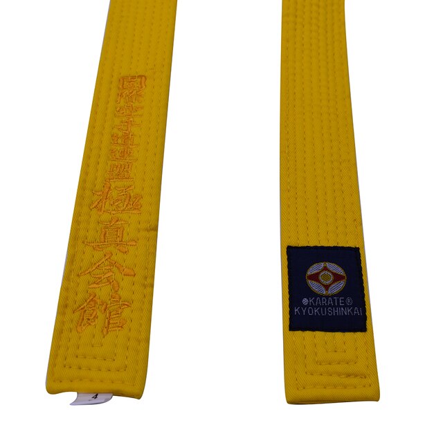 Professionele Kyokushin Kai Karate Riemen Iko Borduren Riemen Oranje Kleur Karate Riem 1 dan Brown Taekwondo Wkf Riemen: Yellow / 280cm