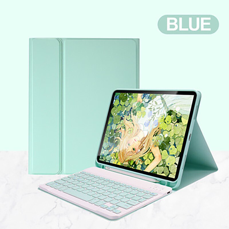 Generatie Magic Bluetooth Toetsenbord Met Touchpad Tablet Case Voor Apple Ipad Air Pro 10.5 10.2 Doek Lederen Tab Case: Dark Green