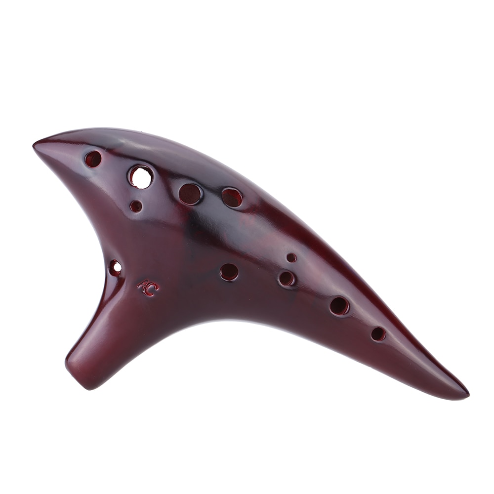 12 Holes Ceramic Ocarina Flute Alto C Smoked Burn Submarine Style Musical Instrument with Music Score for Beginner