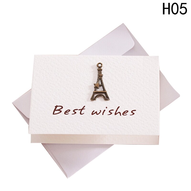 2pcs/set envelope small greeting card birthday card metal three-dimensional thank you card Stationery Set: 05