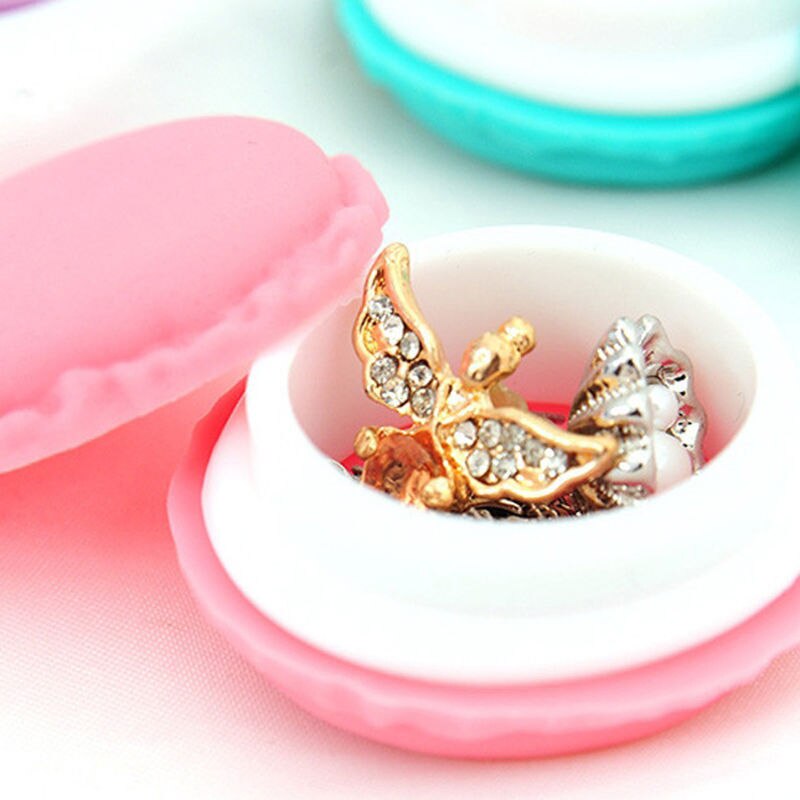 1pc søde lyserøde farver macaron smykkeskrin arrangør mini opbevaringsboks klip holder sag