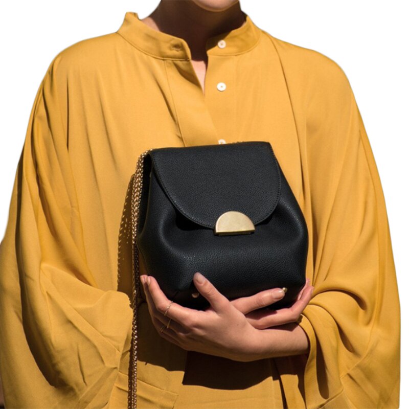 Bolso de lujo con cadena pequeña para mujer, bandolera de cuero, famosa Francesa, bolsa cruzada,: BK