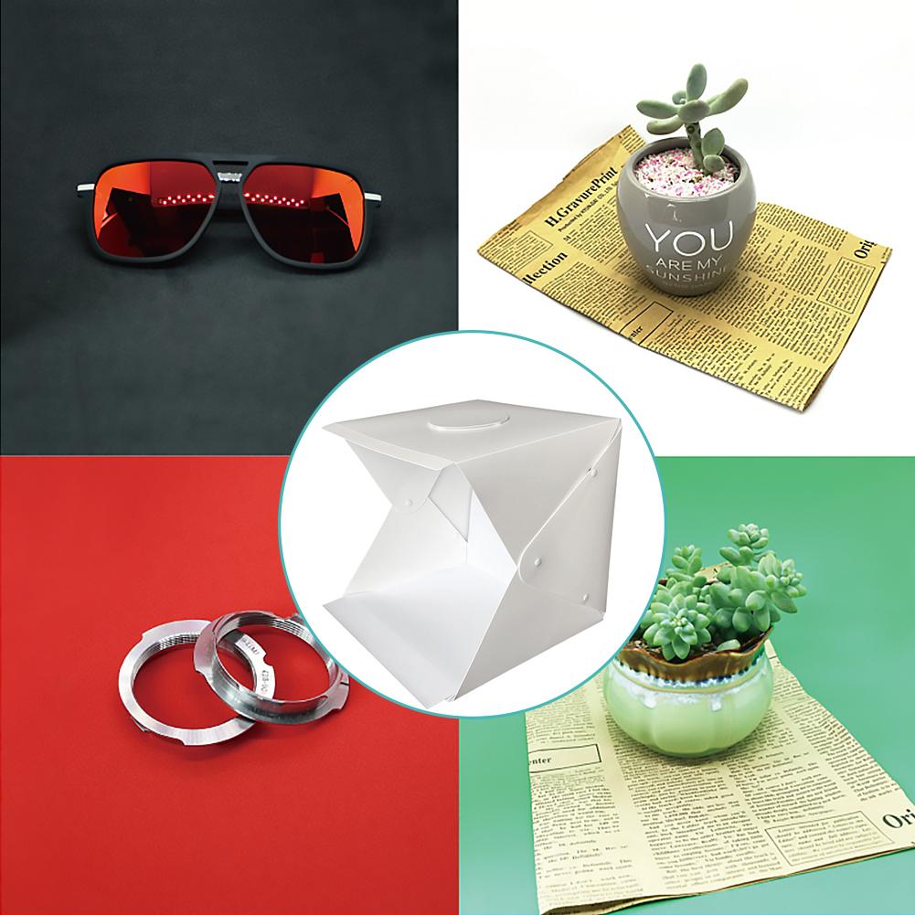 Lightbox Fotografico Pieghevole 25x25cm - Studio Portatile Con 12 Sfondi E Luci LED Per Foto Professionali - Foto 10