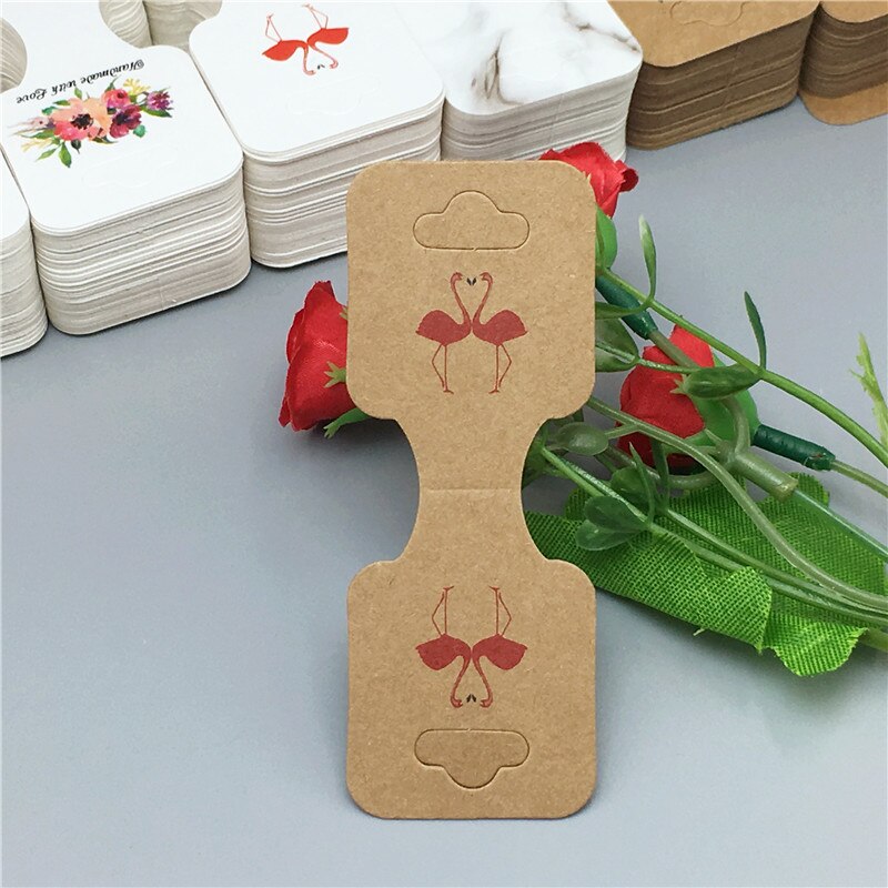 100pcs Kraft di Carta di Nuovo Modo Della Collana Tag 9x3.5cm Flamingo/Bello Del Fiore Dei Monili display Hang Etichette carta: c5