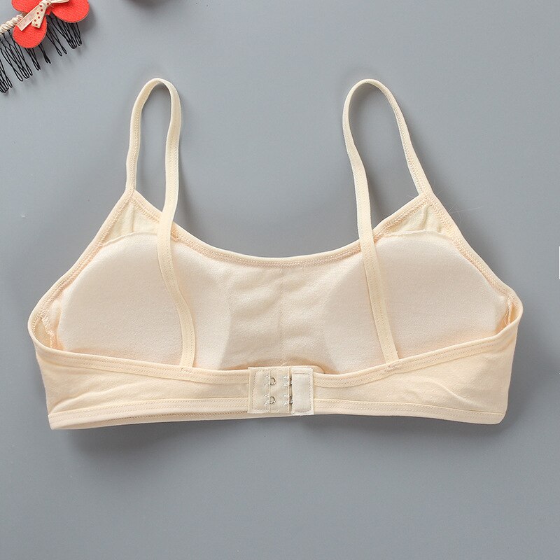 8-16 Years Cotton Girl&#39;s Training Bra Puberty Schoolgirl Detachable Chest Pad Sports Bras Girl Underwear Tube Top Daily Fitness: Beige