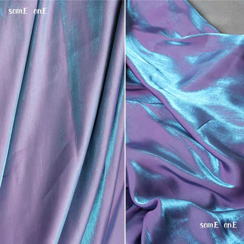 Mercerized Cotton Silk Satin Fabric Violet Gradient Color DIY Pajamas Kungfu Suit Cheongsam Dress Fabric 50*145cm