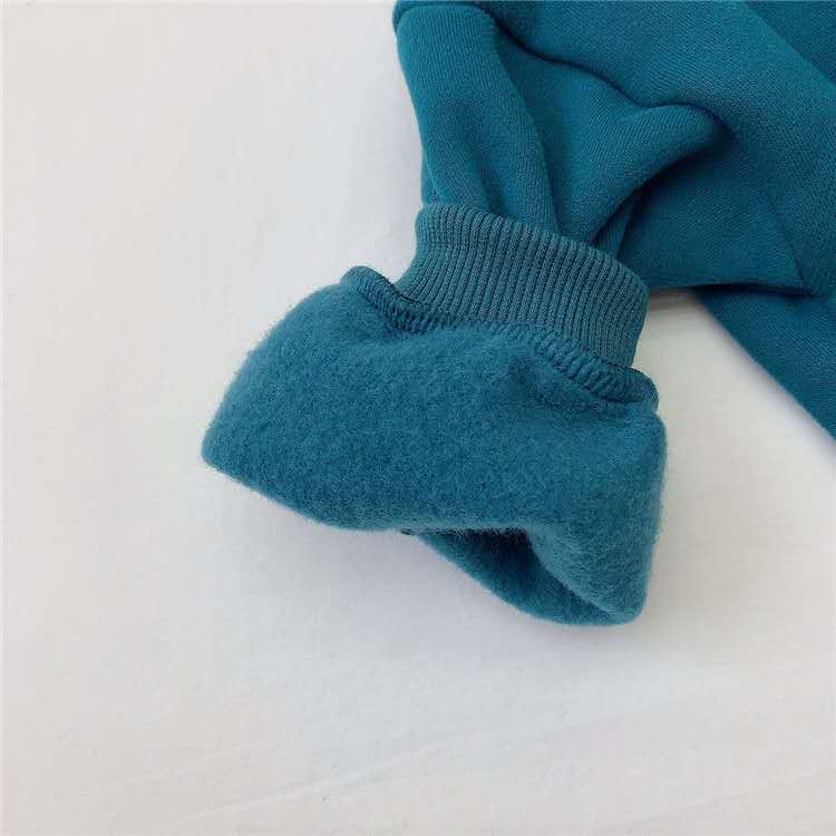 Outono inverno meninos e meninas regular estilo coreano algodão bebê macacão de manga comprida com capuz cor sólida hedging moda