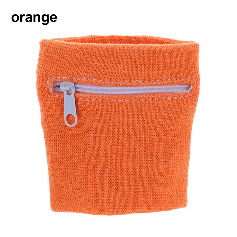 1Pc Soft Wrist Band Sport Wrist Purse Bag Running Wrist Protection Outdoor Gym Key Pocket Bike Wallet Safe Zipper Wrist Band: orange
