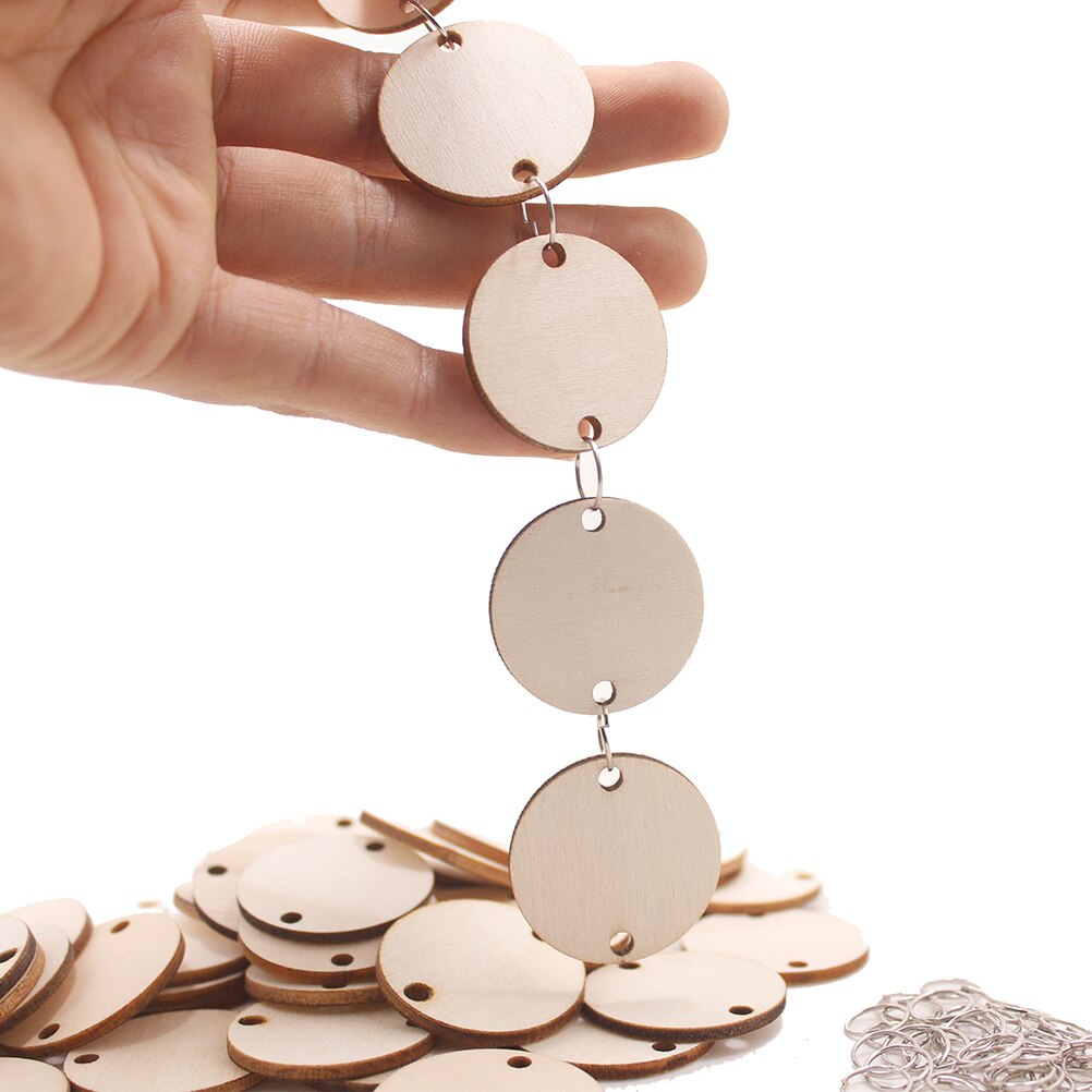 200pcs DIY Calendar Reminder Record Round Wood Piece Plaque Home Decor Pendant Teaching Supplies for Office Home