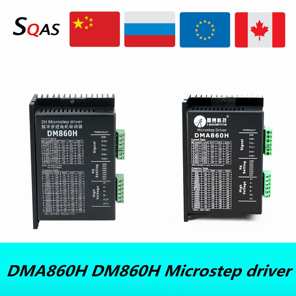Controlador de micropasos de 2 fases DM860H / DMA860H vac 18-80v Vdc 24-110v 2.4A-7.2A para motor paso a paso Nema34 nema32