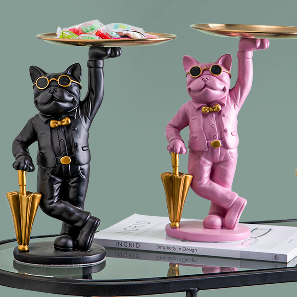Nordic buldog francuski rzeźba figurka psa statua biżuteria przechowywania tabeli dekoracji prezent pas płyta okulary taca Home Art statua