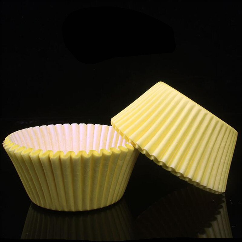 100 Stks/partij Pure White Cupcake Liners Food Grade Papier Cup Cake Bakken Cup Muffin Keuken Cupcake Gevallen Cake Mallen: YELLOW
