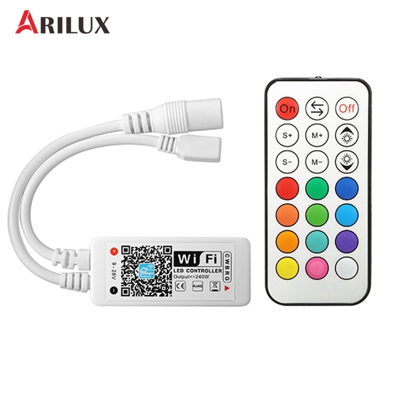 ARILUX AL-LC11 Smart Light Controller Mini DC9-28V LED WIFI APP Controller + RF Afstandsbediening Voor RGBW + WW LED strip
