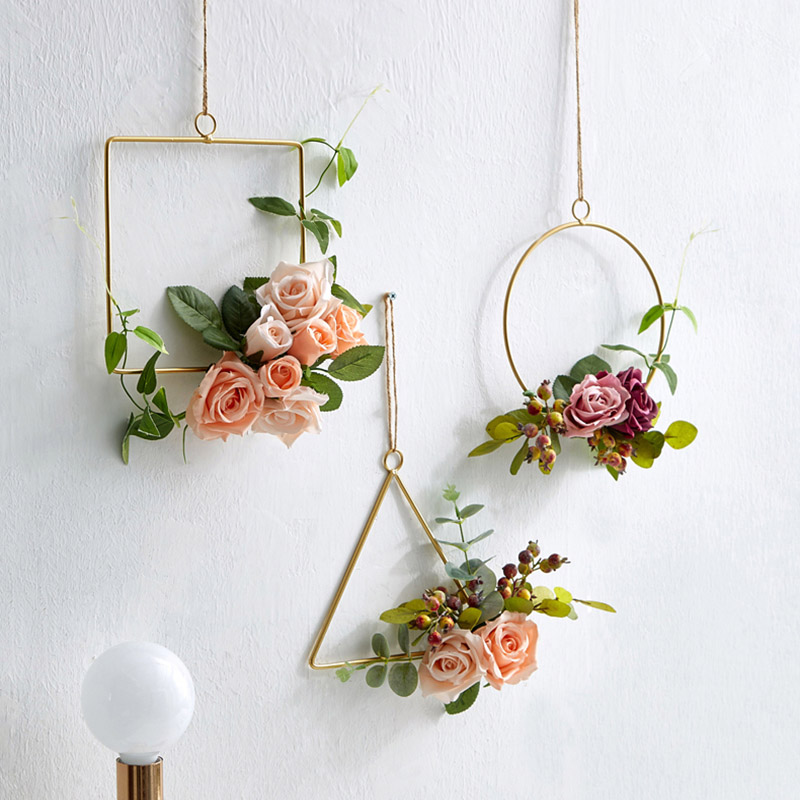 DIY Kranz Blume Ring Gestell Für Heimat Tür Party Ornament Gold Metall Traum Fänger Ring Hochzeit Blumen Haken Hängen Dekoration