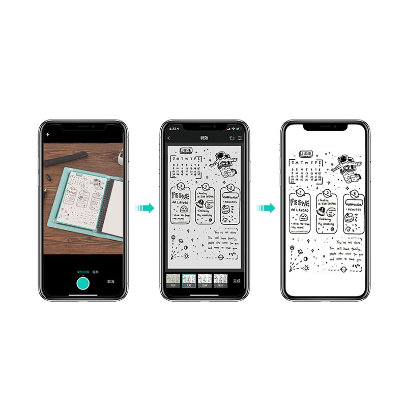 Elfinbook Smart Reusable PU leather Notebook Student Portable Diary Journal Soft Leather Notebook A5 Notepad