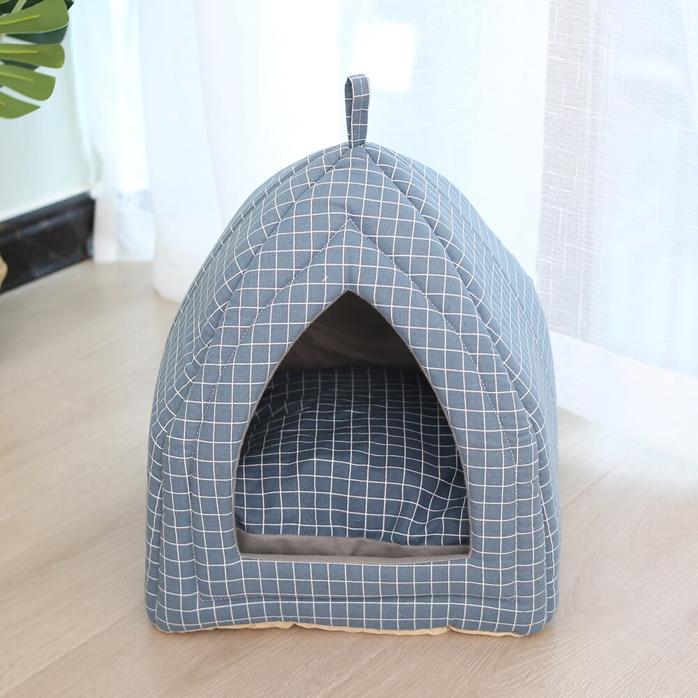Cama para gato y perro de tela plegable forma de cono suave Casa de gato mascota nido para dormir cálido para gatos lavables suministros para mascotas lindas: 5 / 40x40x35cm