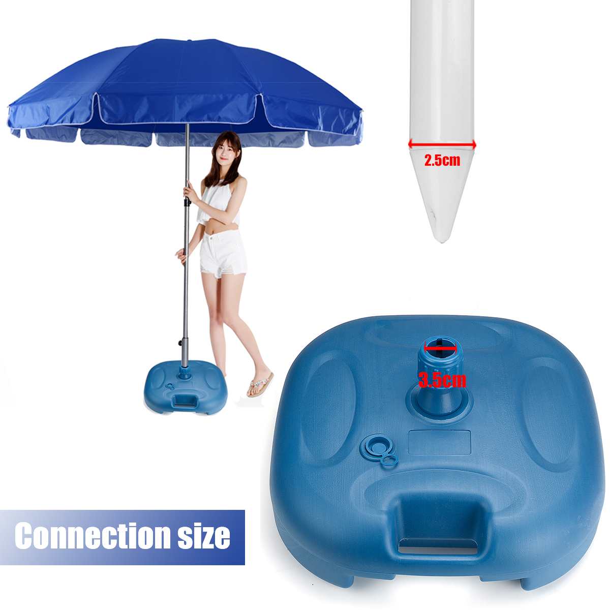 1.8m 2 Layer Shelf Adjustable Portable Outdoor Parasol Garden Umbrella Base Sunshade Patio Umbrella Stand Sun Shelter Accessory