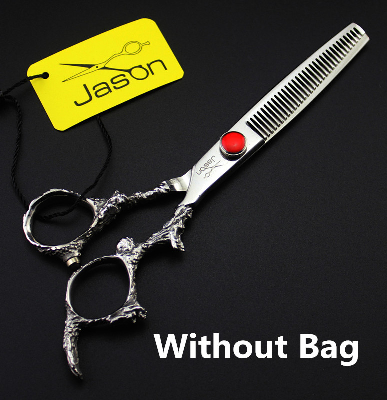 331# 6'' Brand Jason TOP Hairdressing Scissors 440C Dragon Handle Barbers Cutting Scissors Thinning Shears Hair Scissors: One Thinning No Bag