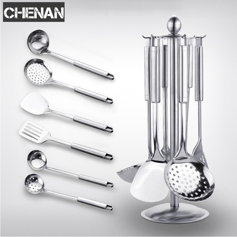 7 Pcs/Set Multifunction Stainless Steel Kitchen Cooking Tools Sets Restaurant Utensils Turner Ladle Kitchenware
