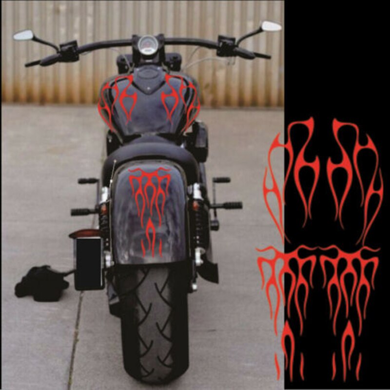 1Pair Red Flame Sticker Car Body Decoration Parts Waterproof Strong Durable Motorcycle Decorative Stickers