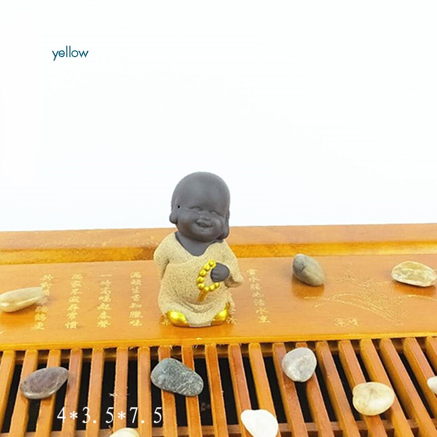 Håndlavet lilla ler buddha te kæledyr lille munk saftig plante dekoration te kæledyr ornament dekorativt til kungfu te bakke