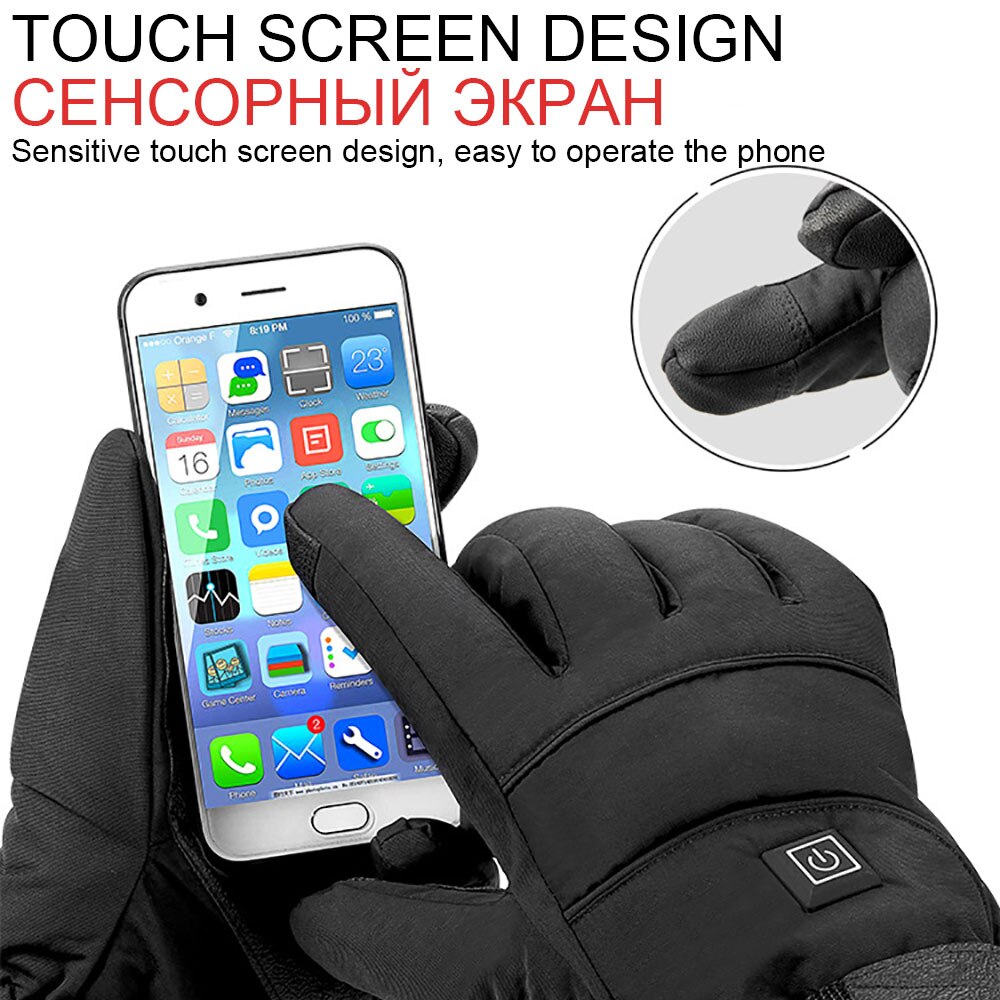 thumbnail image 2 of B:O:S Men's Leather Motorcycle Winter Gloves - Black, Thermal, Velcro Closure 2 of 2