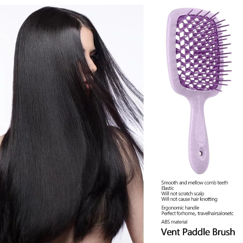 Peine para desenredar el cabello, masaje del cuero cabelludo, peine antiestático, cepillo para el cabello hueco para peinado de peluquero seco y húmedo, 2 uds.