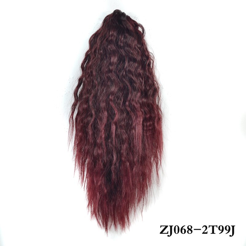 jeedou Short Curly Hair Ponytail Extensions Claw Ponytails Synthetic Natural Black Red Frosted Color Hairpieces: 068-2T99J