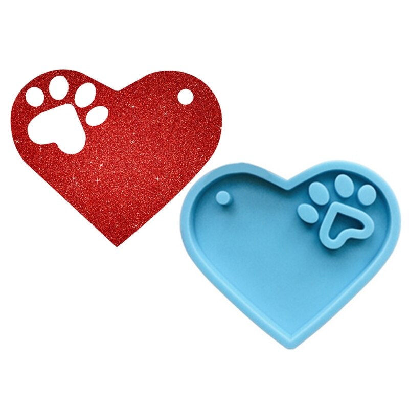 3 sztuk/zestaw Dog Paw Style brelok żywicy epoksydowej formy naszyjnik wisiorek silikonowe formy DIY rzemiosło biżuteria Casting Tool