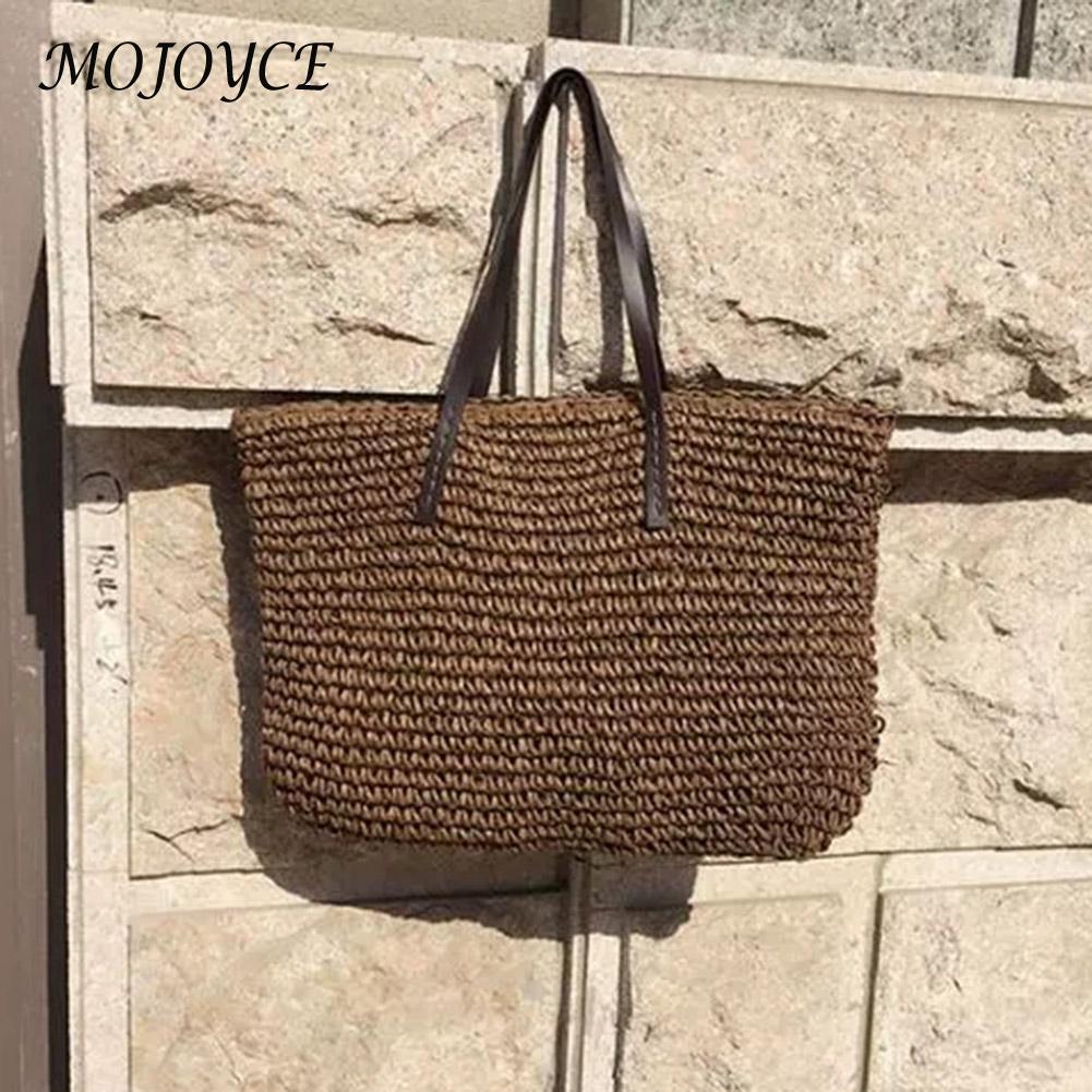 Borsa da spiaggia in paglia borsa a tracolla intrecciata in Rattan fatta a mano borsa Vintage borsa bohemien vacanze estive nuove borse borse di grande capacità