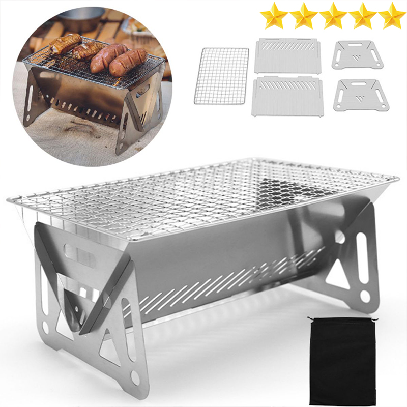 Aço inoxidável Churrasqueira, Lojas de aquecimento, Multi-Function, Camping, Rack Net, Fogão a lenha, Hot Sales