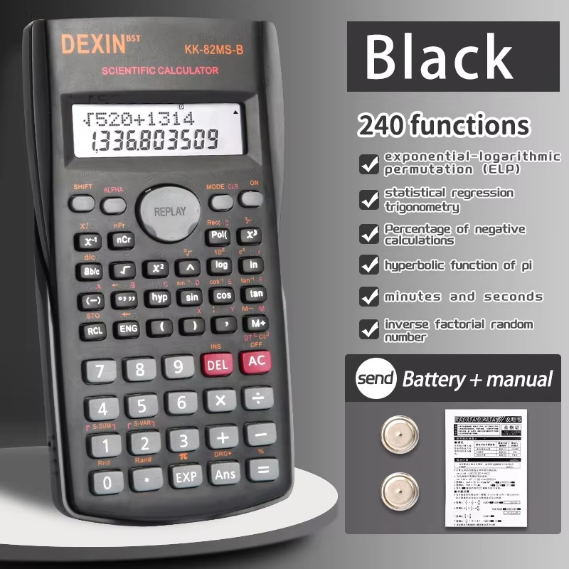 Multifunctional Scientific Calculator Student Simple Portable Big Screen Function School Office Supplies Calculator Stationery: Red