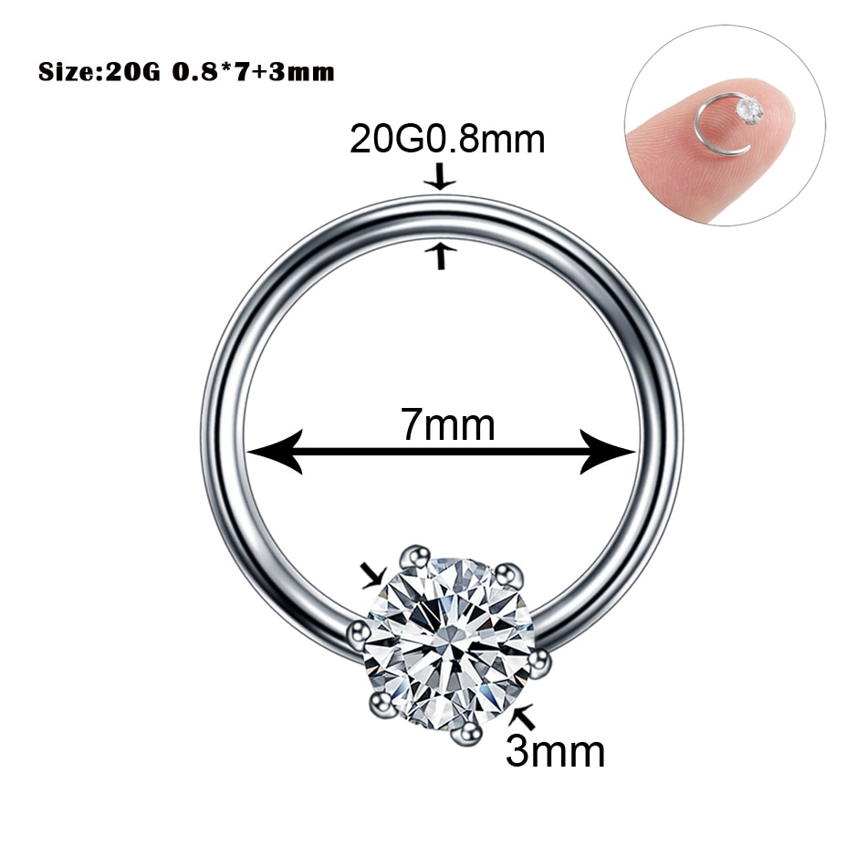 1PC Copper Nose Piercings Septum Piercing Nose Rings Piercing Orelha Cartilagem Septum Ear Tragus Piercing Nariz Body Jewelry