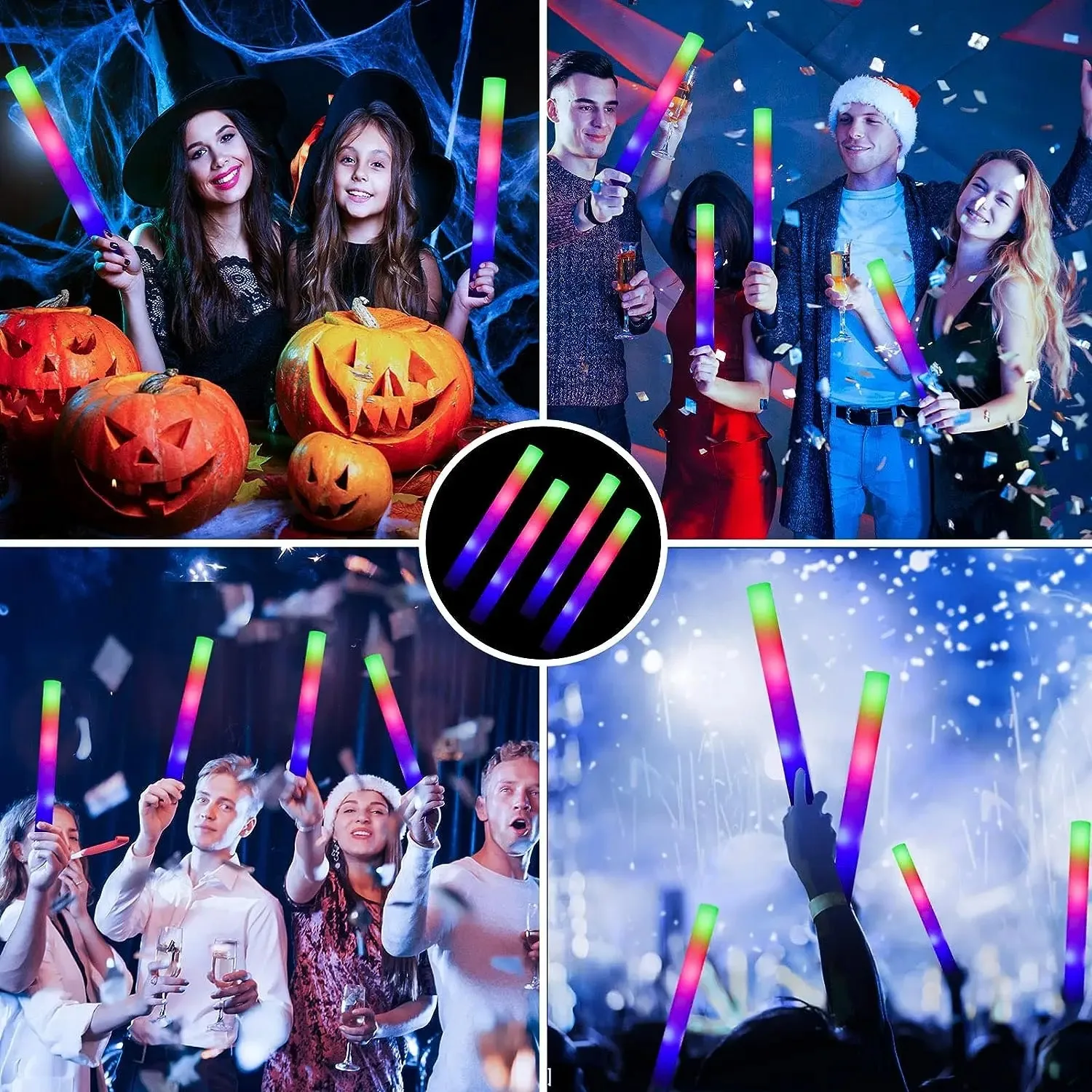 50 Uds. Barras luminosas LED a granel coloridas barras de espuma brillante RGB para Navidad cumpleaños boda suministros para fiestas que brillan en la oscuridad