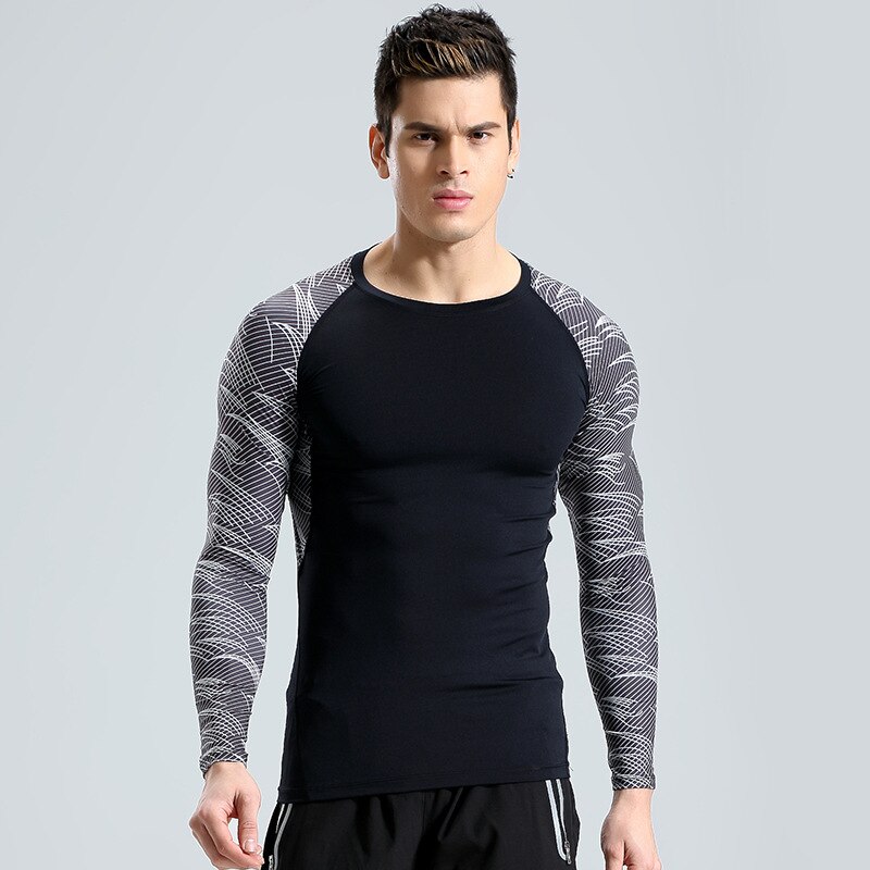 Mannen Training Snel Droog T-shirt Compressie Fitness Volledige Mouw T-shirt Gym Musculation