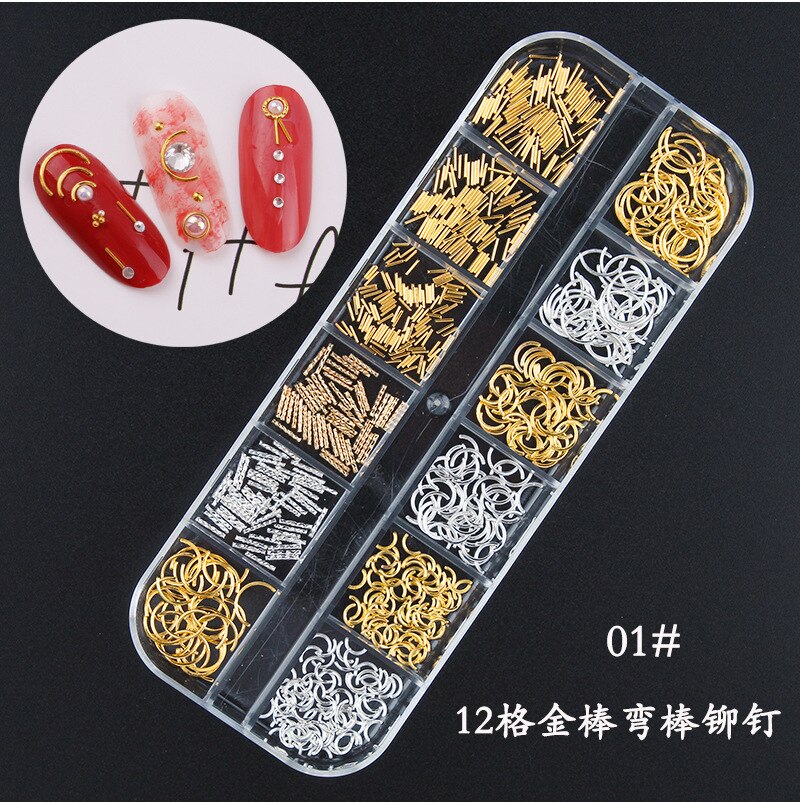 Star Mese Hollow Oro Argento Strass Chiodo di Pietre Dei Monili del Metallo 3D Unghie Artistiche Decorazione Unghie Artistiche Disegni
