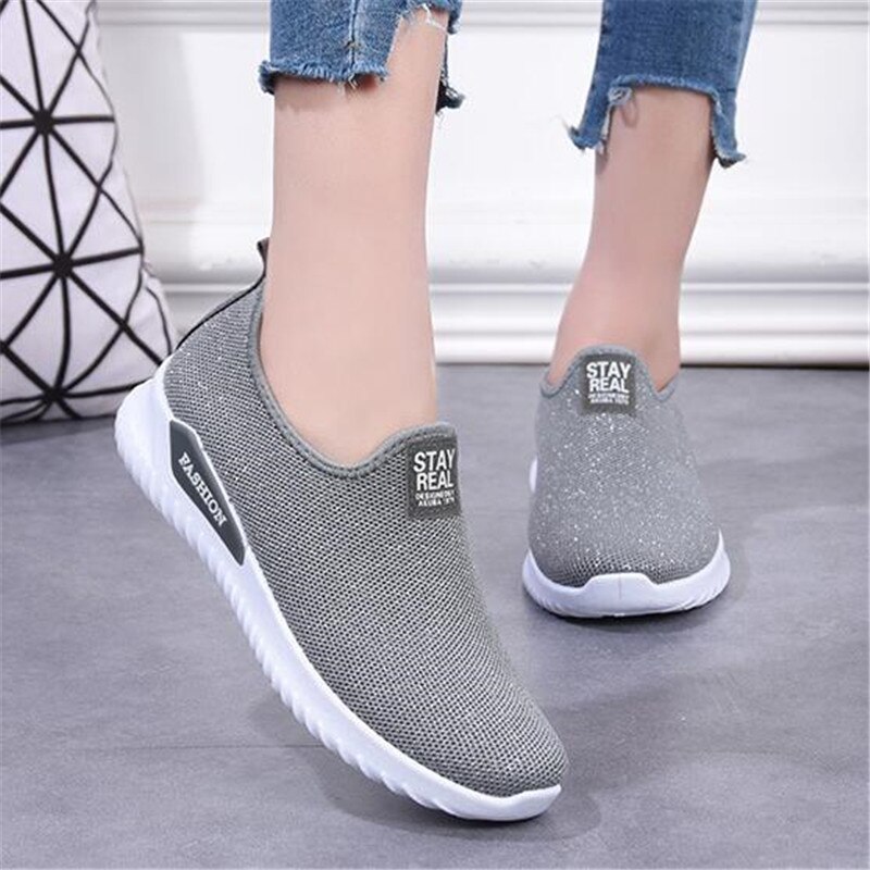 Zpxhsm zomer dames casual gevulkaniseerde schoenen dames sneakers dames gebreide platte schoenen dames slip on dames loafers  a540