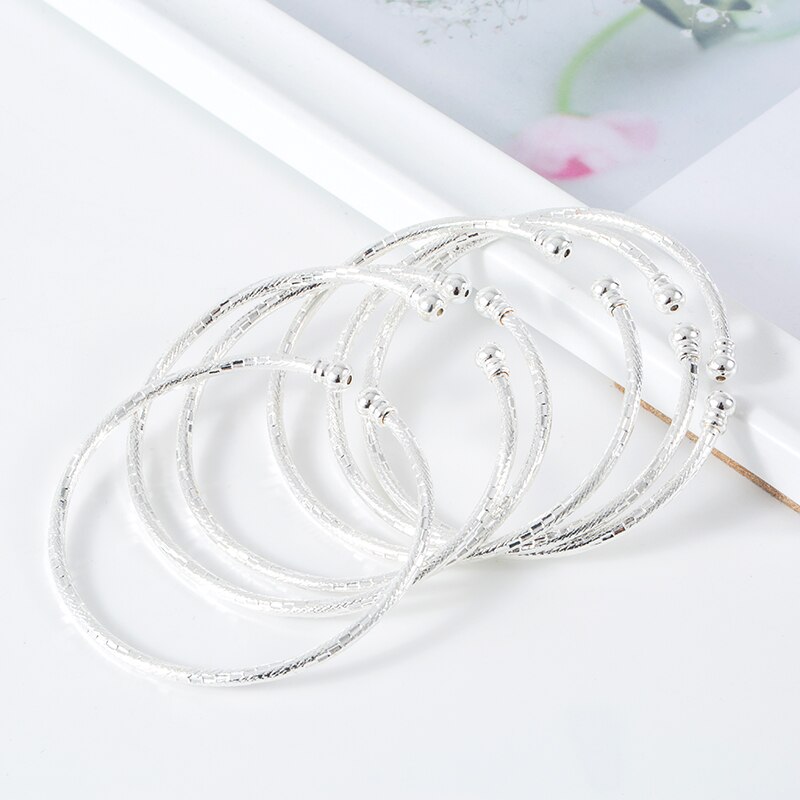 White color Middle East Wedding Jewelry Indian Bracelets Dubai Gold bangles for woman Ball Africa Sliver Bangle bracelet