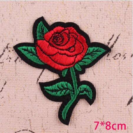Diy Kleding Patch 1Pc/2Pcs Voor Jeans Badges Zak Naaien Borduren Ambachten Sticker Rose Bloem kleding Accessoires Applique: Black