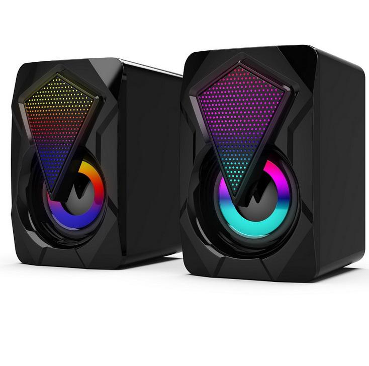 Computer Speakers Heavy Subwoofer X2 Colorful Lights Effect RGB Speaker Computer Stereo Multimedia USB Heavy Subwoofer