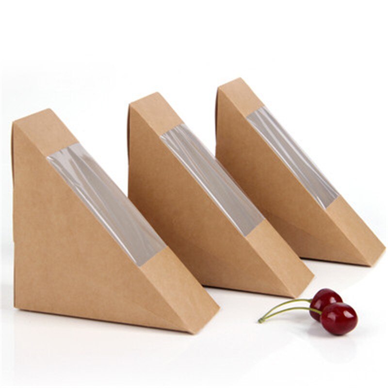 Kraft Paper Sandwich Box Triangle Paper Box Open Window West Point Bakery Food Packaging Packing Box
