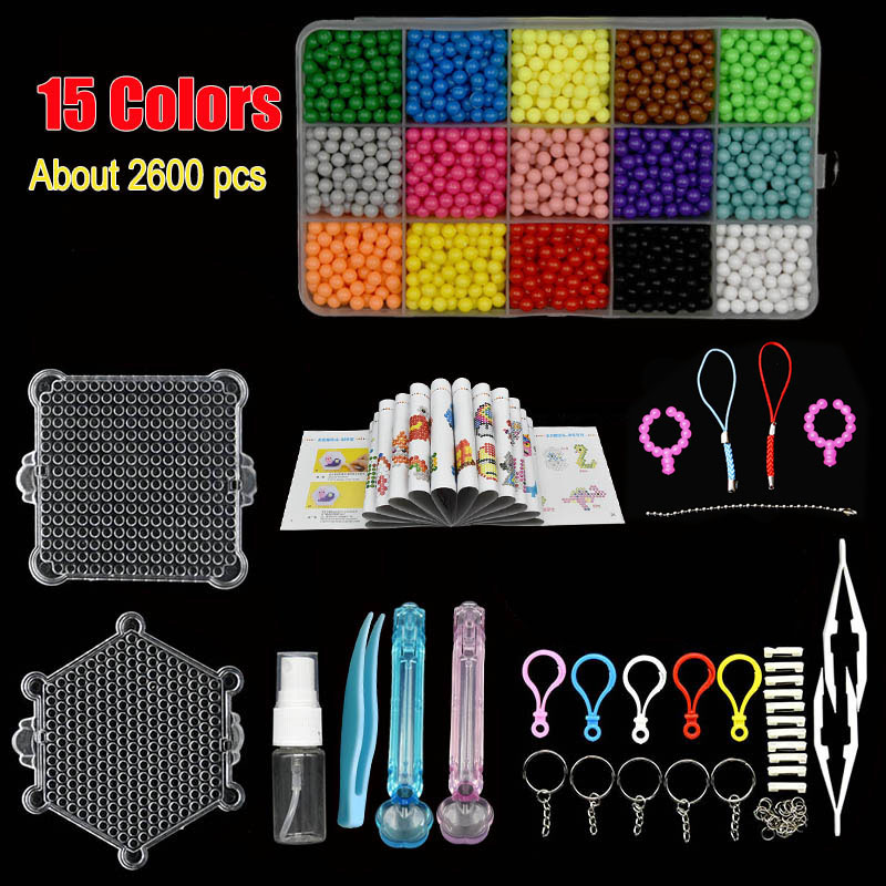 DIY Set Perlen Werkzeug Kreativität Magische Wasser Perlen Stecktafel Kunst und Handwerk für Kinder Mädchen Kinder Spielzeug für Mädchen Perlen Set: YELLOW