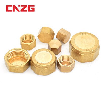 Kupfer 1/8 &quot;1/4&quot; 3/8 &quot;1/2&quot; 3/4 &quot;Außengewinde Durcheinander Rohr verhexen Kopf Ende Kappe Stecker passend zu Koppler Stecker Adapter: weiblich Stecker / 1/4"