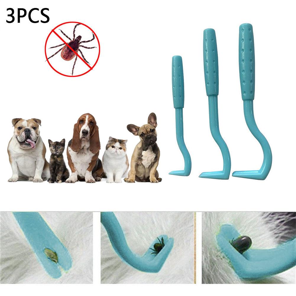 Peigne anti-puces pour animaux de compagnie, 3 pièces, outil d'élimination des tiques, crochet, fournitures de toilettage, accessoires pour chiens et chats