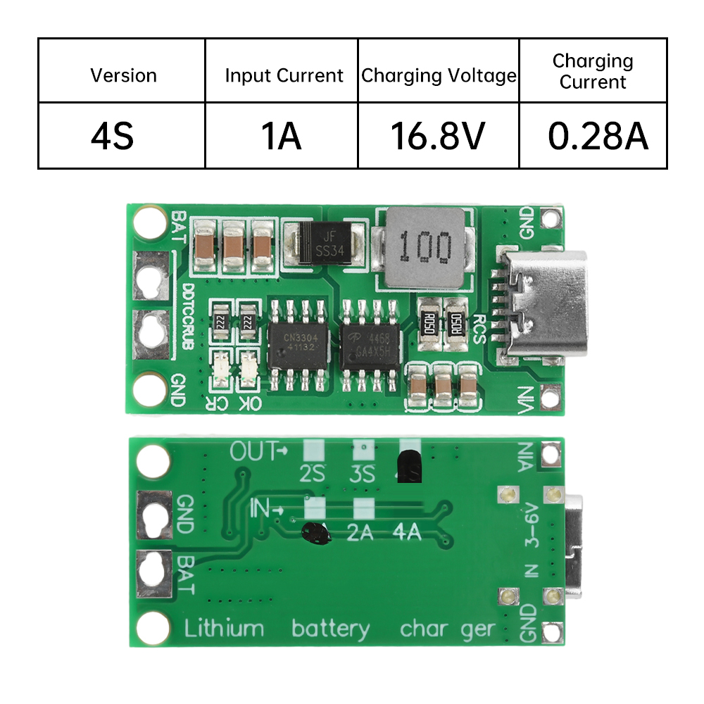 Flercells 2s 3s 4s typ-c  dc3-6v to 8.4v 12.6v 16.8v step-up boost 18650 litiumbatteri lipopolymer litiumjonladdningskort: Mörkgrå