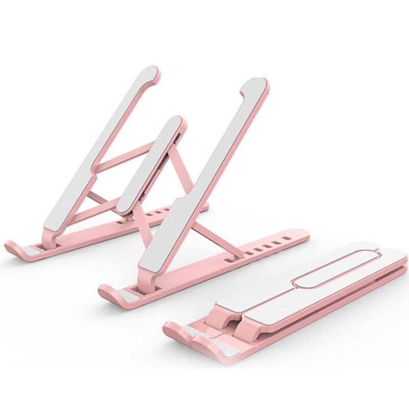 Bærbart bærbar stativ foldbar til macbook pro air foldbar bærbar justerbar holder til bærbar computer computer kølebeslag stigerør: Lyserød