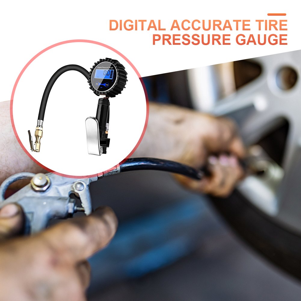 Digital Tire Pressure Inflator Gauge Aluminum Alloy Tire Pressure Gauge High Precision Digital Air Compressor for SUV Truck Bike