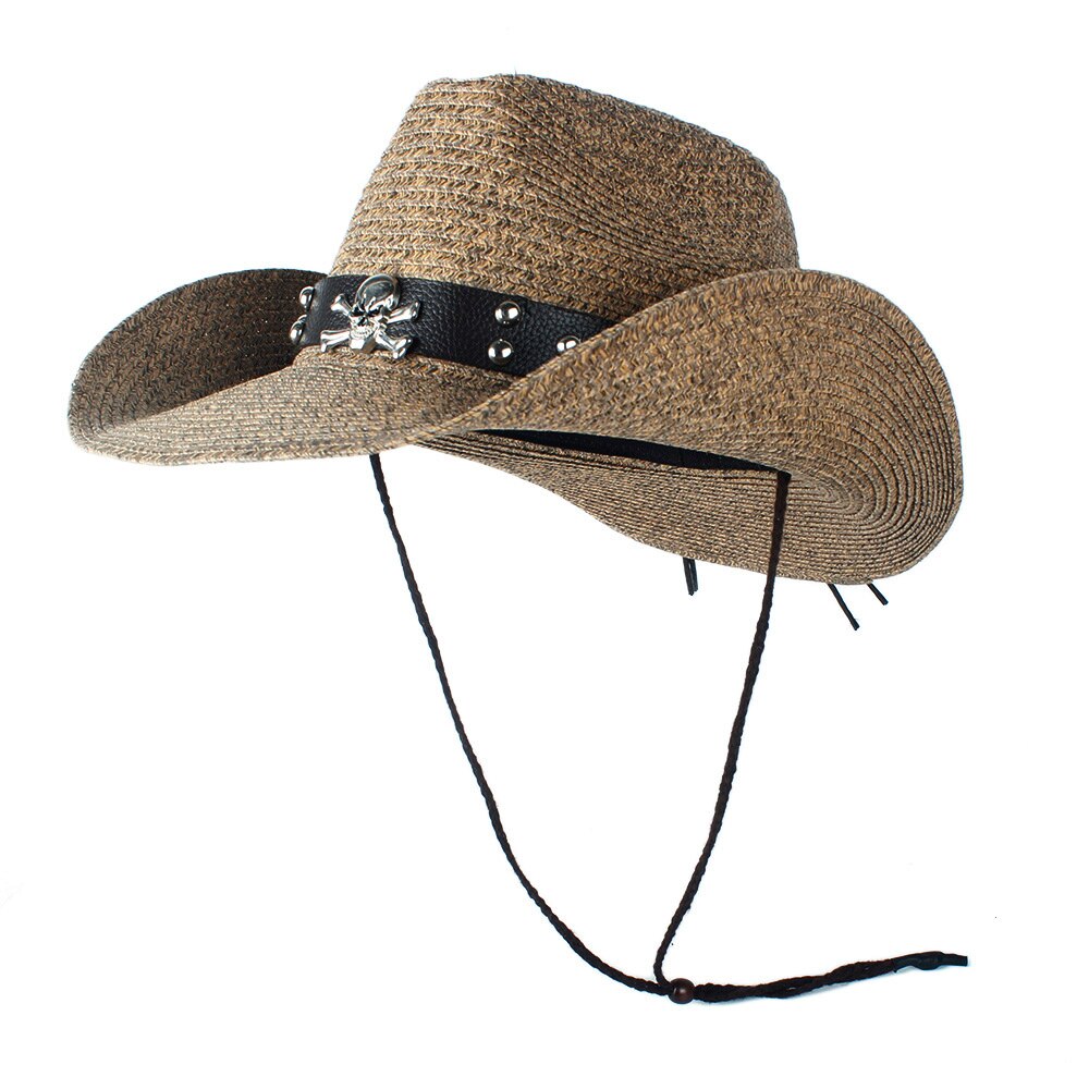 Dames heren holle strand sombrero man western cowboyhoed dame vader stro panama cowgirl jazz zonnepet maat 56-58cm